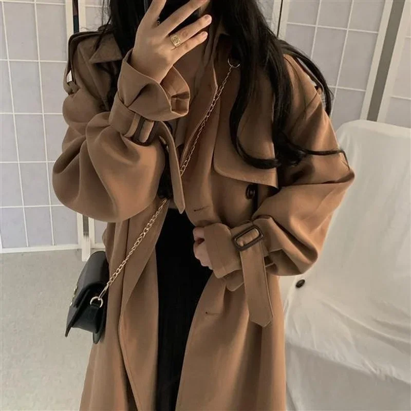 

Women's Autumn New Korean Version of The Long Fashion Windbreaker British Style Lapel Temperament Long-sleeved Women's Jacket