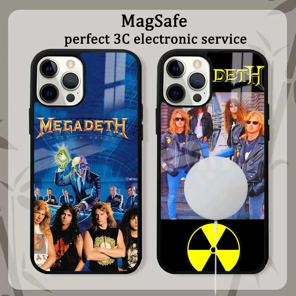 Rock M-Megadeth Music Phone Case For iPhone 16 15 14 13 12 11 Pro Max Plus Mini Magsafe Mirror Wireless Magnetic Cover