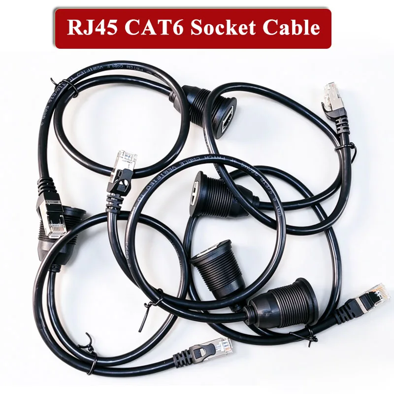 Panel RJ45 Round Head Network Connector Waterproof Cable CAT t6 Male to Mother Extension Wire RJ45 Socket Connection Line