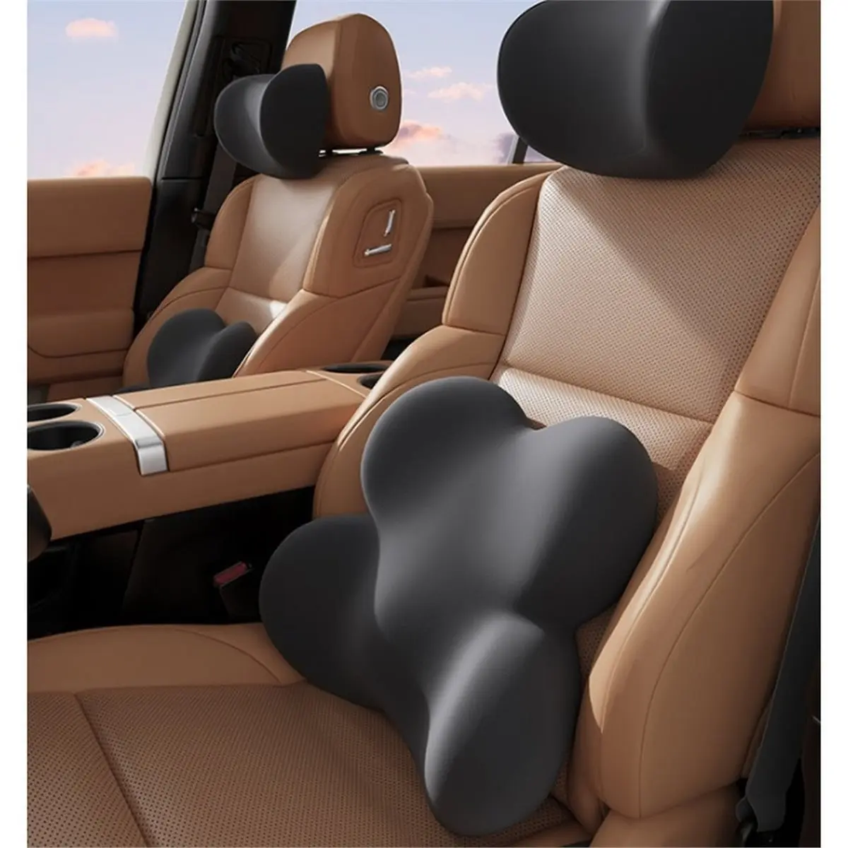 Spinal Correction Memory Foam Lumbar Support Pillow Ergonomic Waist Back Cushion for Chair Car Seat Back Support Black