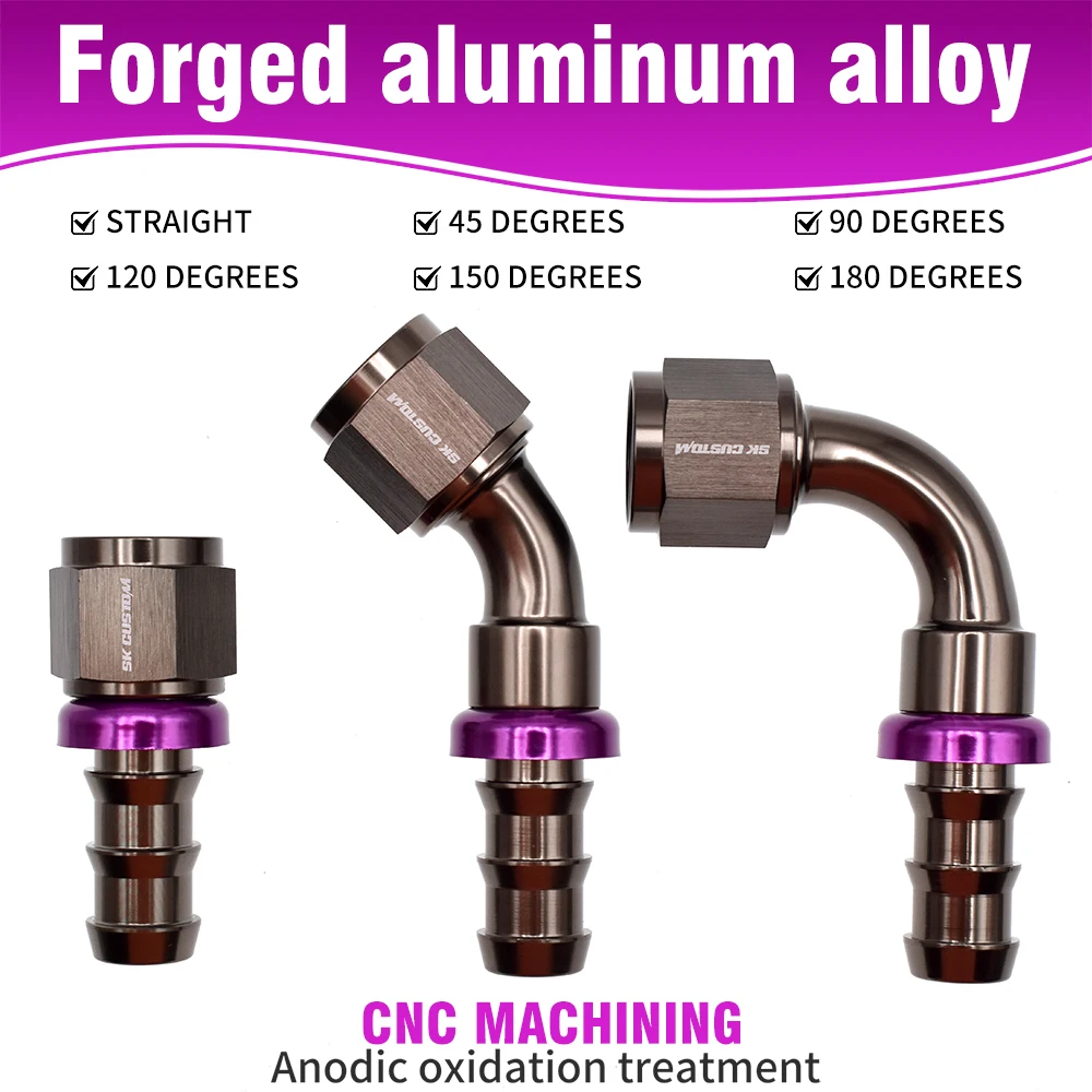 

Universal Oil Hose Connector Pagoda Interface Silicone Hose Joint Engine Oil Radiator Adapter Forged Aluminum Alloy AN6 AN8 AN10