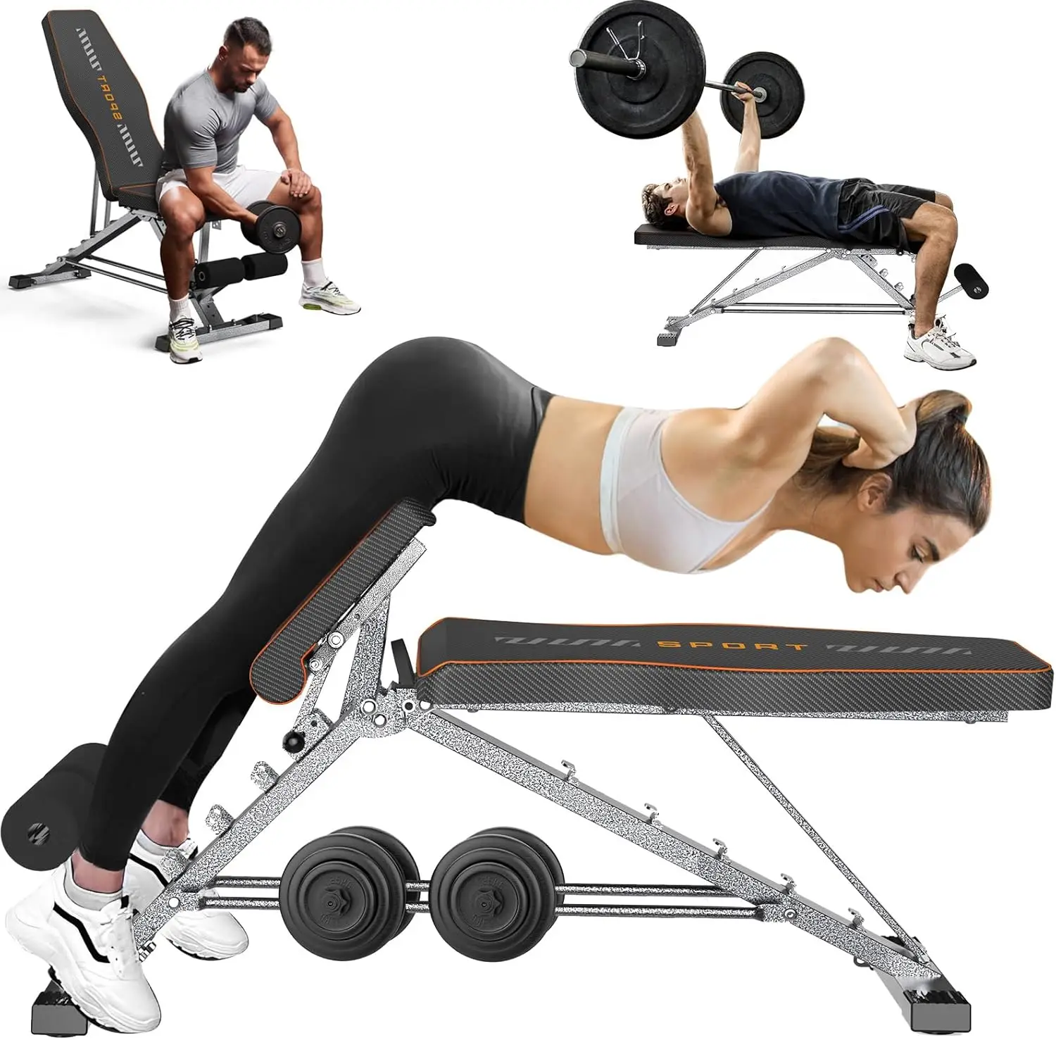 

Weight Bench, 2 in 1 Workout Bench Roman Chair, Adjustable Weight Bench for Home Gym Strength Training Bench for Full Body