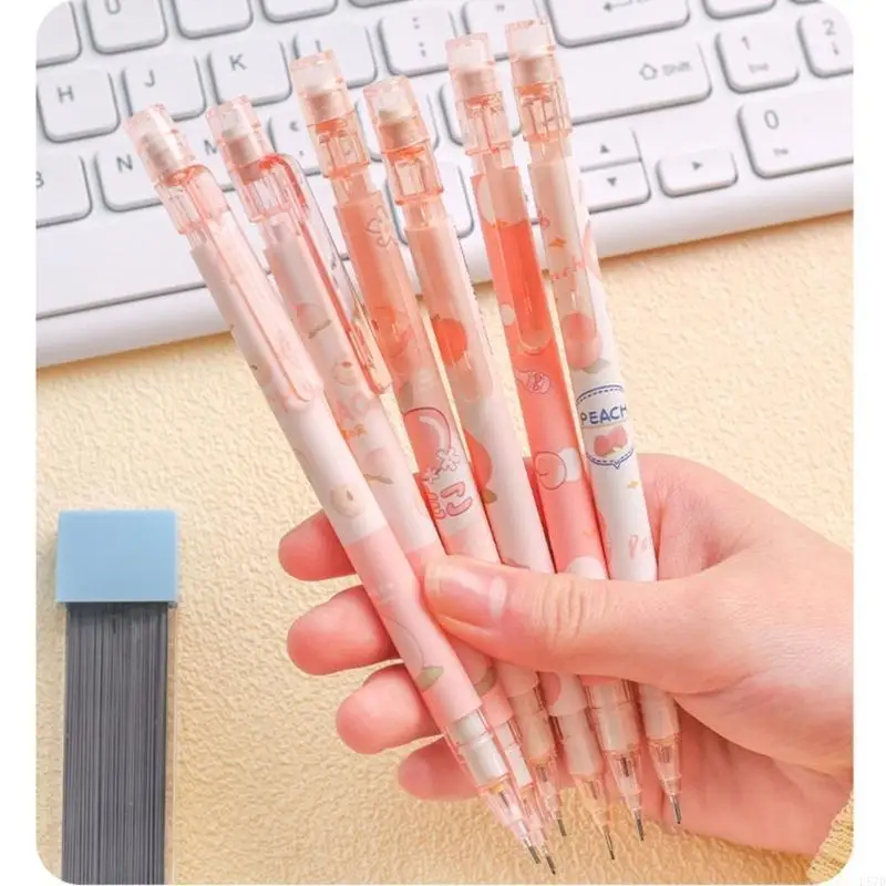 6 Pieces Mechanical Pencils Set Fruit Automatic Mechanical Pencils for Writing