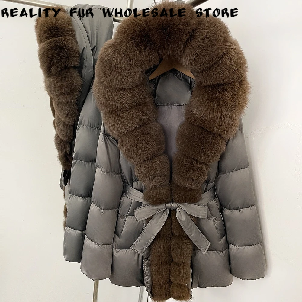Women Puffer Coat Hooded Cropped Lightweight Duck Down Parka warm Modern Natural Fur Coat Chic Winter Ladies Trendy Outerwear
