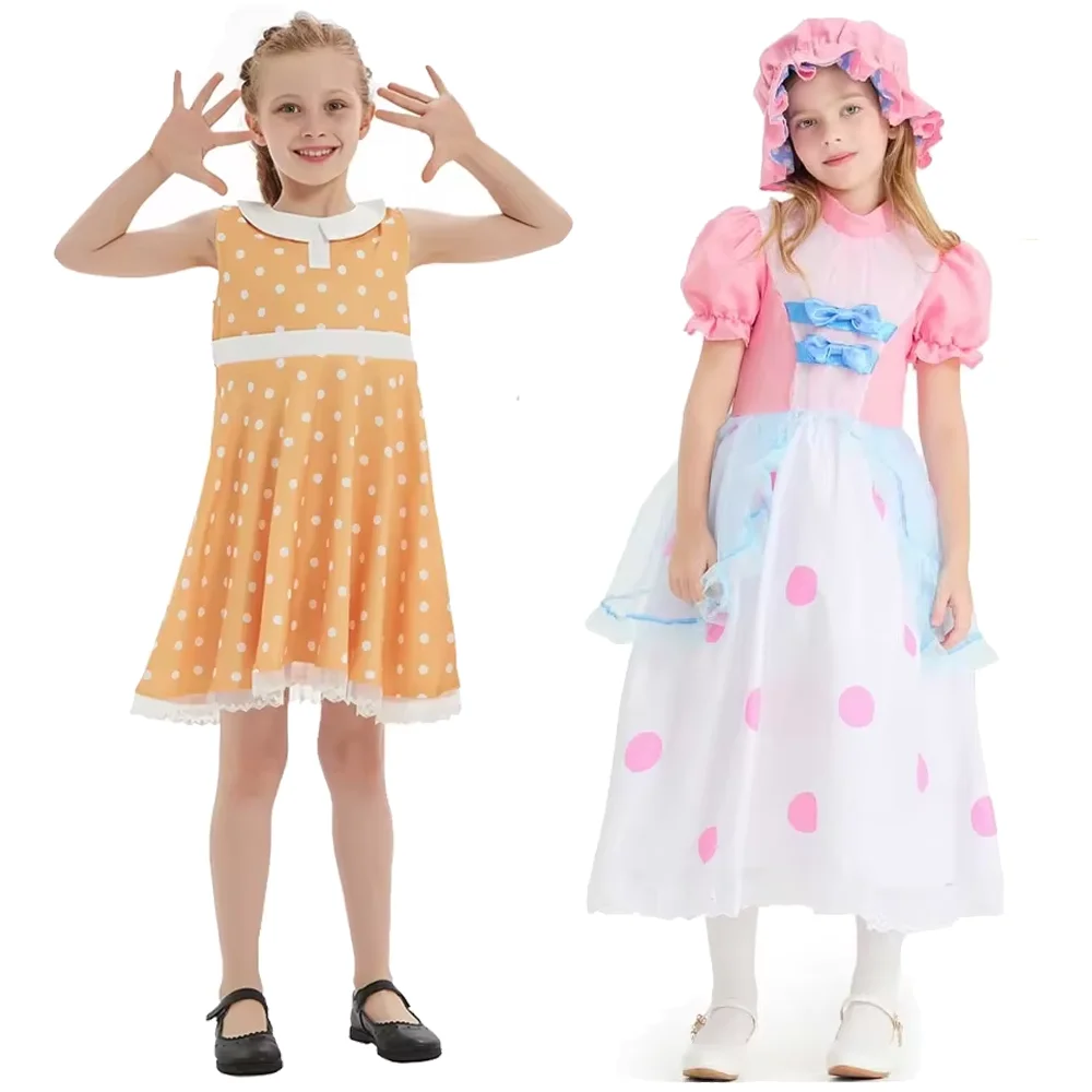 

Children Bo Peep Cosplay Costume Dress Shepherdess Gabby Doll Outfit Girls Halloween Carnival Birthday Party Fancy Disguise