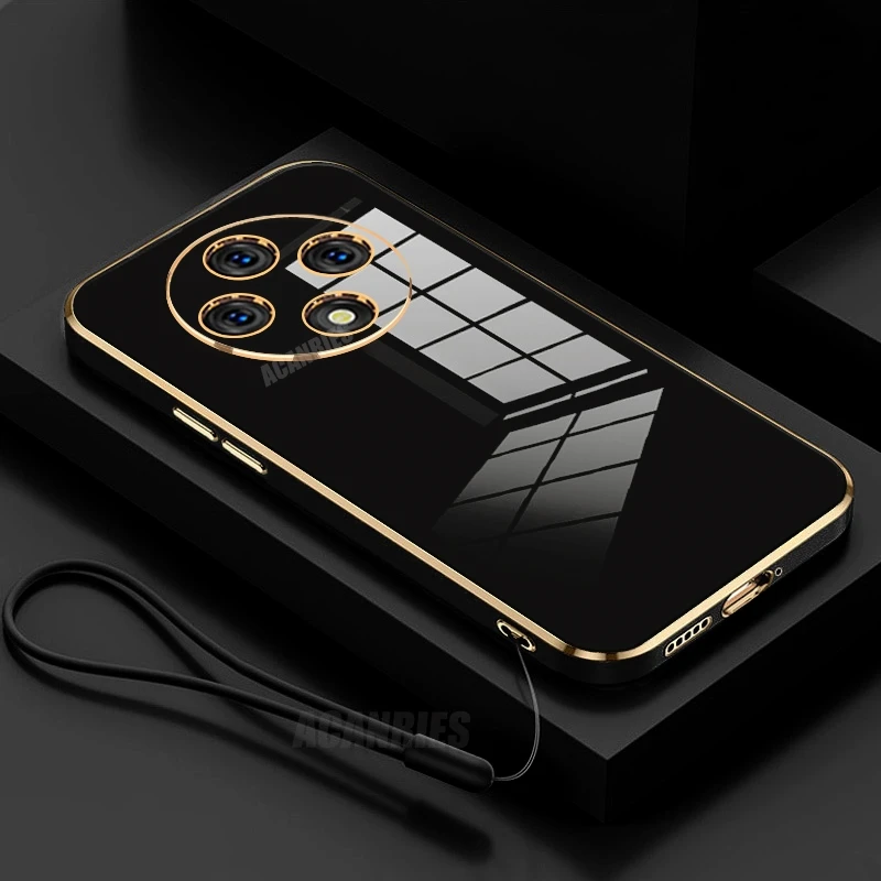 Reno12f Luxury Plating Lanyard Silicone Case For Oppo Reno 12 10 Pro Reno12 F Fs 4g 5g 7 6 5 Lite A18 A38 A58 A78 4g Back Cover