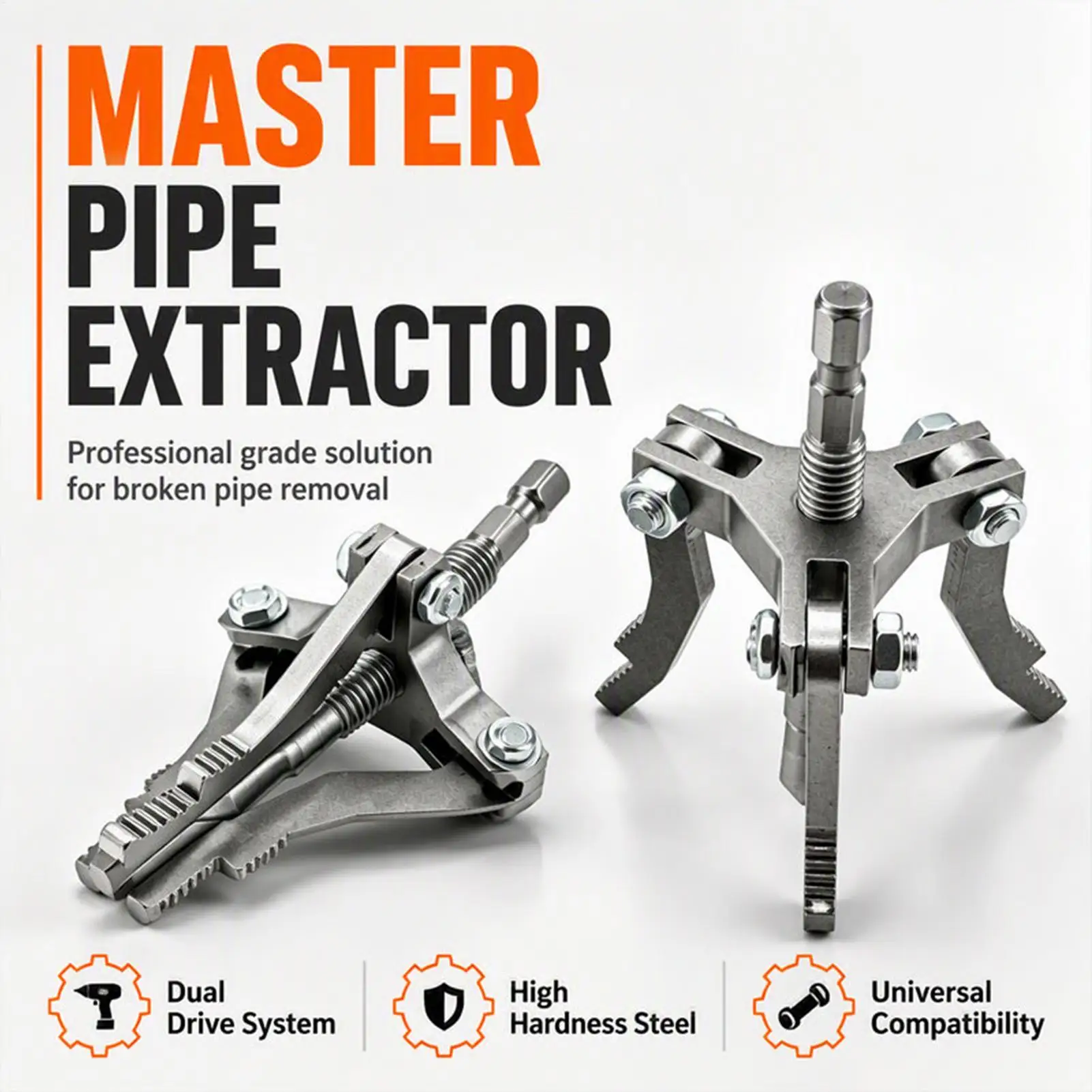 Broken Thread Extractor Hex Handle 3 Jaw Anti Slip Plumbing Removal for Water Valve Kitchen Hotel Bathroom Repair Household
