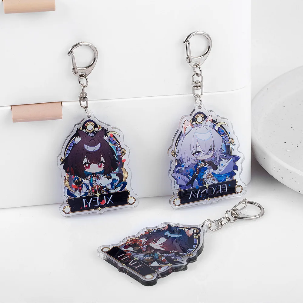 Game Honkai Star Rail Keychain Pendant Rail Dr. Ratio Ruan Mei Argenti Key Ring Sampo Koski 19 Style Cosplay Acrylic Accessories