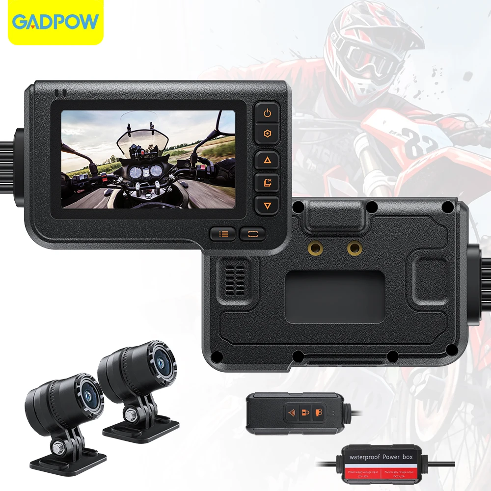 

Gadpow Dual 1080P WiFi Motorcycle DVR Camera Full Body Waterproof Moto Dash Cam Front Rear View Driving GPS Video Recorder