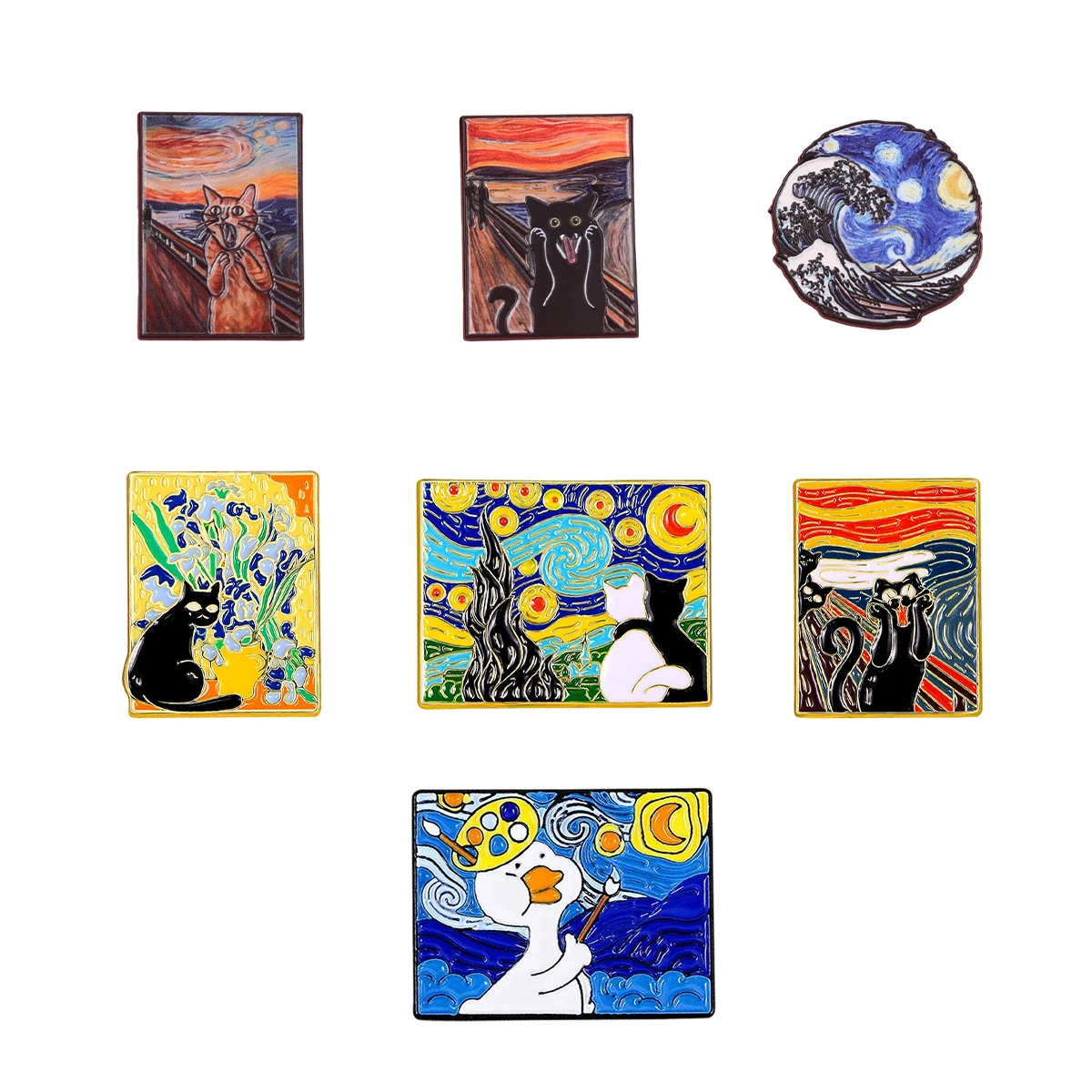 Van-Gogh-Stil Kleine Tier-Emaille-Broschen Geeignet für Mode-Enthusiasten als Accessoires, Abzeichen und Bevorzugte Geschenke – Detail 1