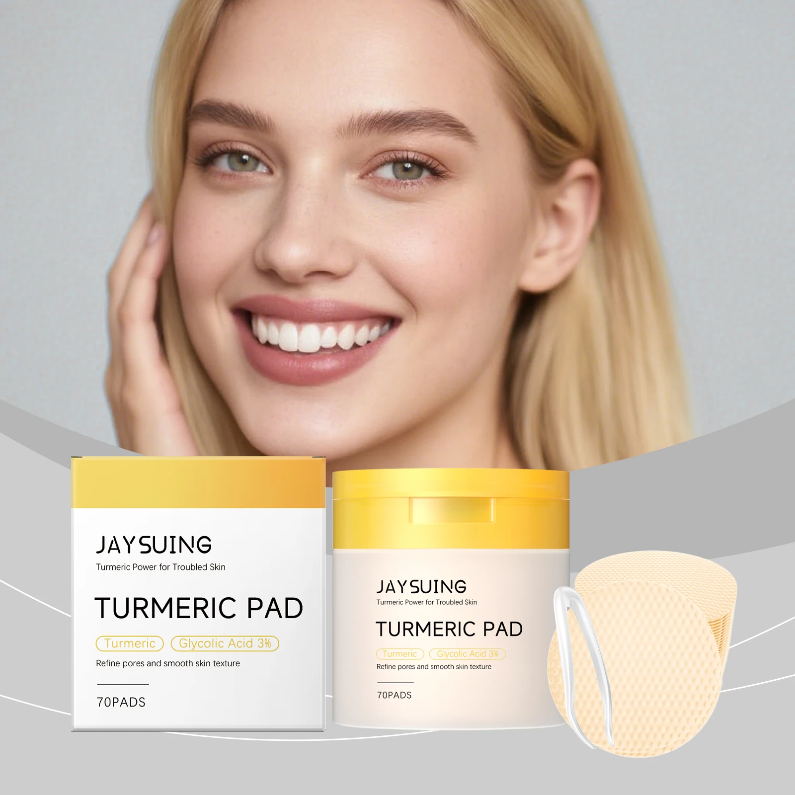 

Turmeric Clarifying Toner Pads Face Scrub Soothing Calming Acne Treatment Even Skin Tone Niacinamide Exfoliating Cleansing Pads