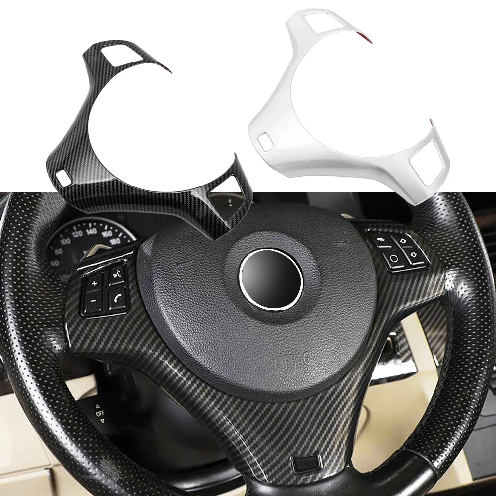 

1Pcs Carbon Fiber For BMW E90 3 Series 2005 - 2012 Car Steering Wheel Decoration Cover Trim Frame Sticker Car Accessories