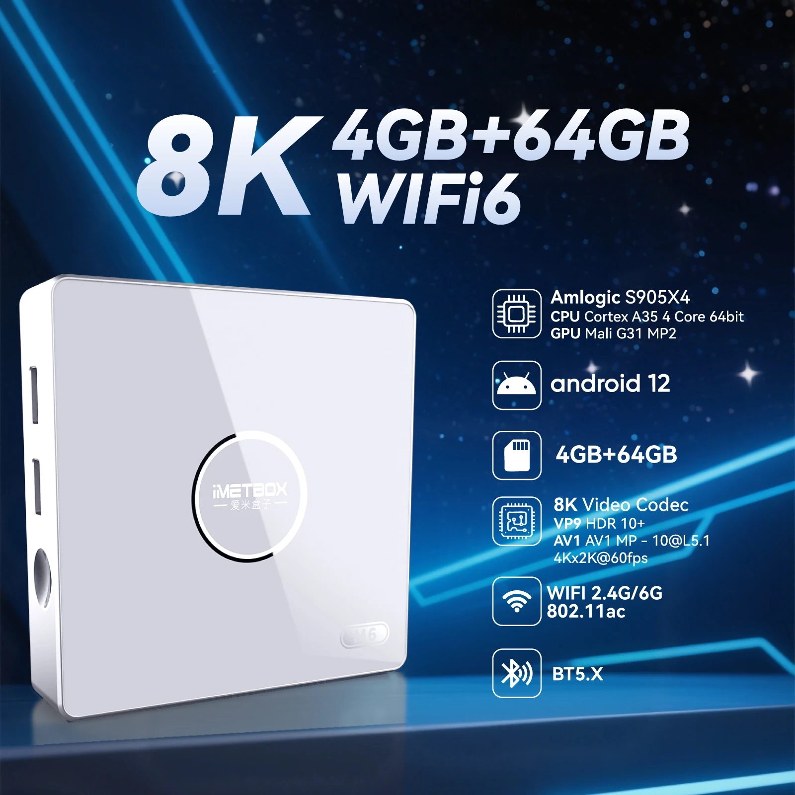 2025 New IMETBOX M6 TV Box 4GB 64GB with Vioce Control Wifi 6 8k