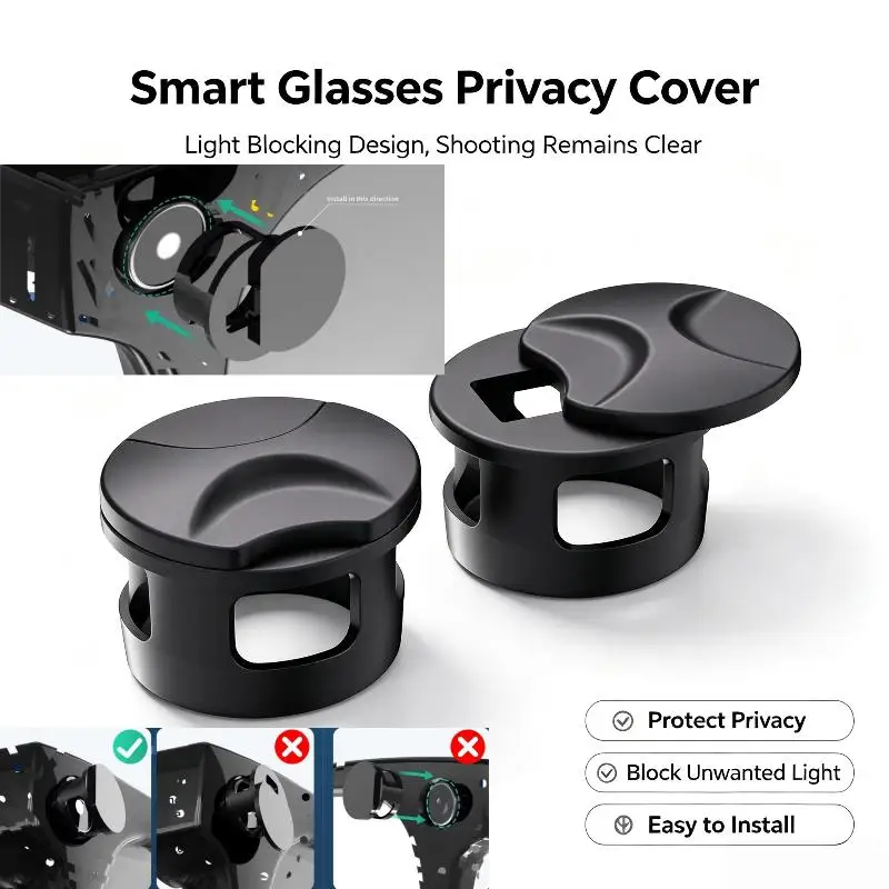 2/4Pcs LED Light Blocker Cover for Meta HSTN Ray-Ban Smart Glasses Easy to Install for Daily Wear Travel