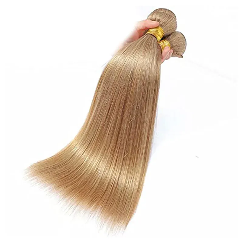 27# Honey Blonde Bundles Human Hair Straight Hair Weave Strawberry Blonde Human Hair Bundles 100g/pc Colored Human Hair Weaving