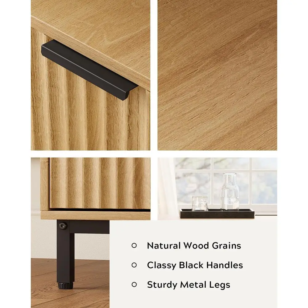 مكتب تنفيذي كبير من خشب البلوط الطبيعي مع قاعدة شحن وأرجل معدنية ورف مفتوح وصينية لوحة المفاتيح