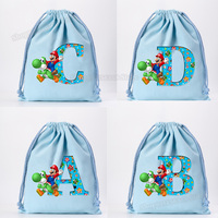 Super Marios Letter Combination Name Print Draw String Bags Kids Party Favor Gift Bag Small Item Organizers Cute Storage Pouch