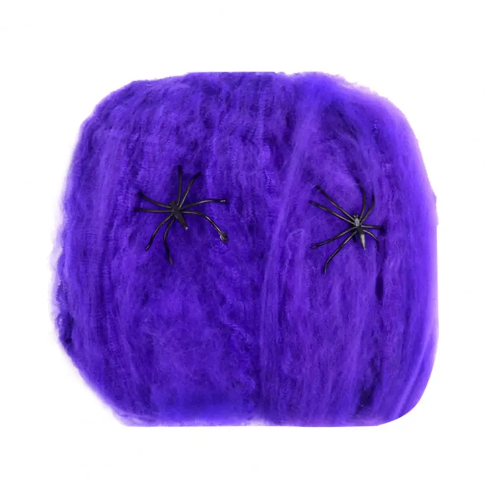 دعائم ديكور شبكية من القطن للهالوين لمشهد الحفلات، دعائم زينة مرنة على شكل شبكة عنكبوت للهالوين لمشاهد الحفلات للهالوين