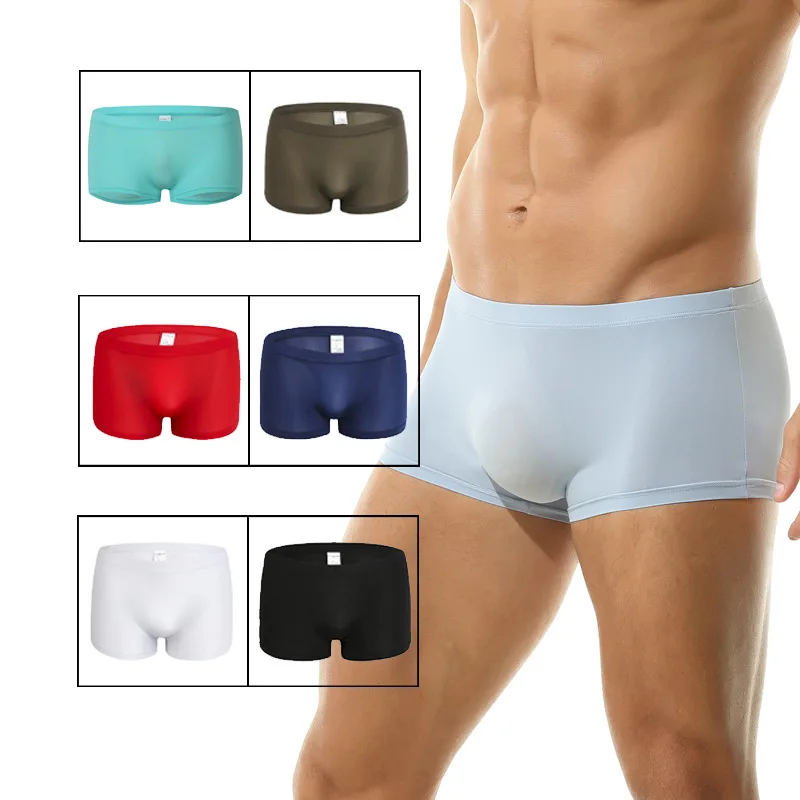 

Boxer Shorts Men's Ice Silk Underwear Cool Underpants Breathable Sexy Thin Panties U Convex Lingerie Wholesale