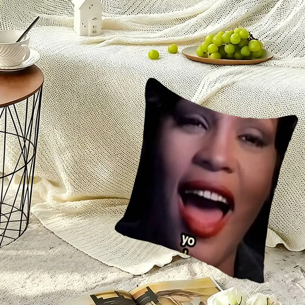 Legendary Vocalist W-Whitney Houston Square Double-Sided printed Pillow Case Bedroom Bedside Pillow Sofa Cushion Cover