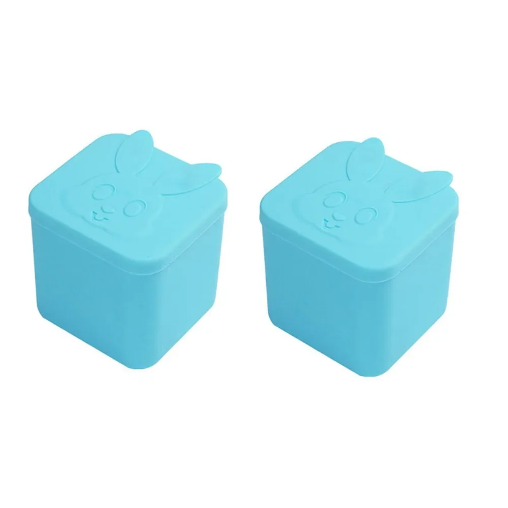 

2 шт. портативная силиконовая коробка для соуса с узором кролика/медведя, многоразовый контейнер для суп, квадратный антипригарный контейнер для заправки салата, школьный контейнер