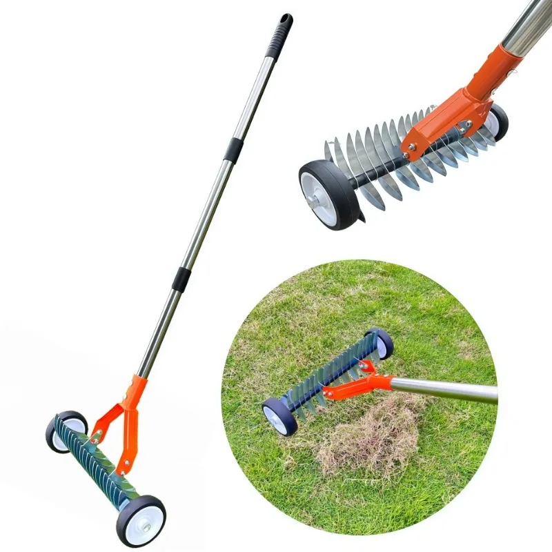 Weeding Roller Rake with Wheel for Lawn Dry Grass Leaf Removal Garden Soil Loosening Landscape Cleaning Hand Tool Garden Tools view 2