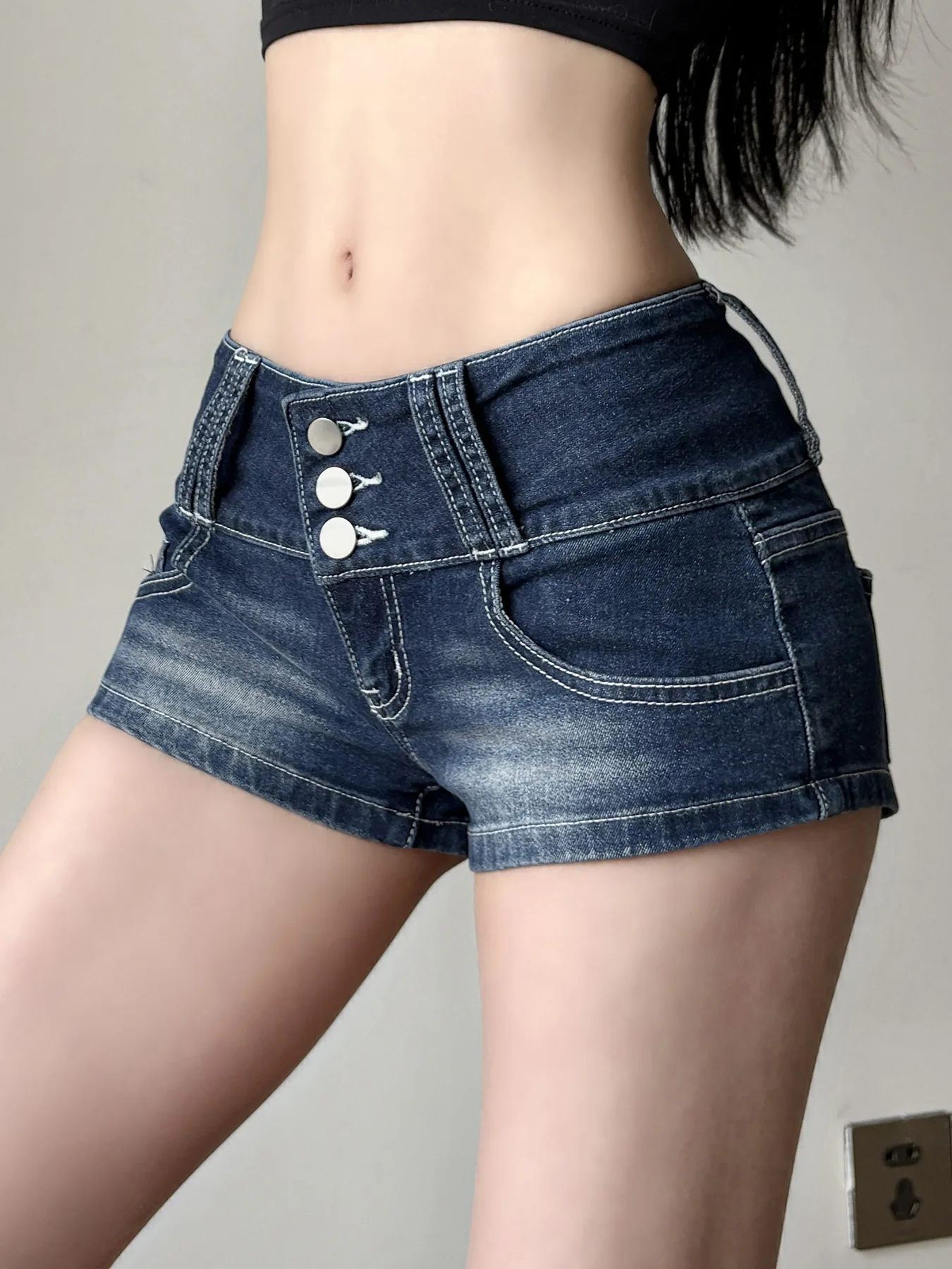 

Новые летние модные повседневные брендовые джинсовые шорты со средней талией для женщин и девочек