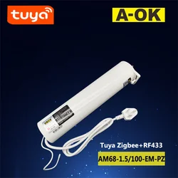 Tuya Zigbee-サイレントカーテンモーター,A-OK/485,リモートコントロール,RF 433,Tuyaアプリケーション,乾式および接触制御,100-240v,音声制御,alexa/Google