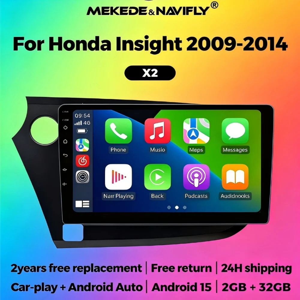 MEKEDE Android 15 Autoradio Head Unit 2 Din Car Radio For Honda Insight 2 2009-2014 LHD Stereo Player Car multi-media display