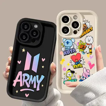 FUNDA 手機殼 K-POP 手機殼 適用於 iPhone 16 12 13 B-BT21S 14 15 Pro Max Plus 鏡頭 時尚圓環 8 最佳銷售 BTS iPhone手機殼 - №8