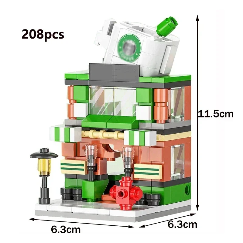 1 قطعة متجر العمارة DIY عرض الشارع منزل الطعام اللبنات عدة الفتيات الطوب الفيلم الكلاسيكي نموذج الاطفال لعب للأطفال #6