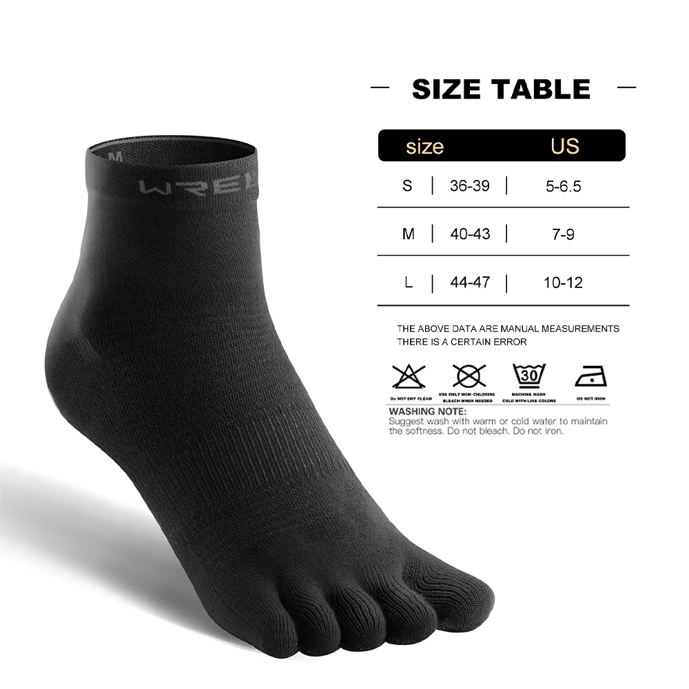 WRELS COOLMAX Fünf-Finger-Outdoor-Sportsocken, atmungsaktive Blasenprävention, schnell trocknende, einfarbige Radsport-Sportsocken