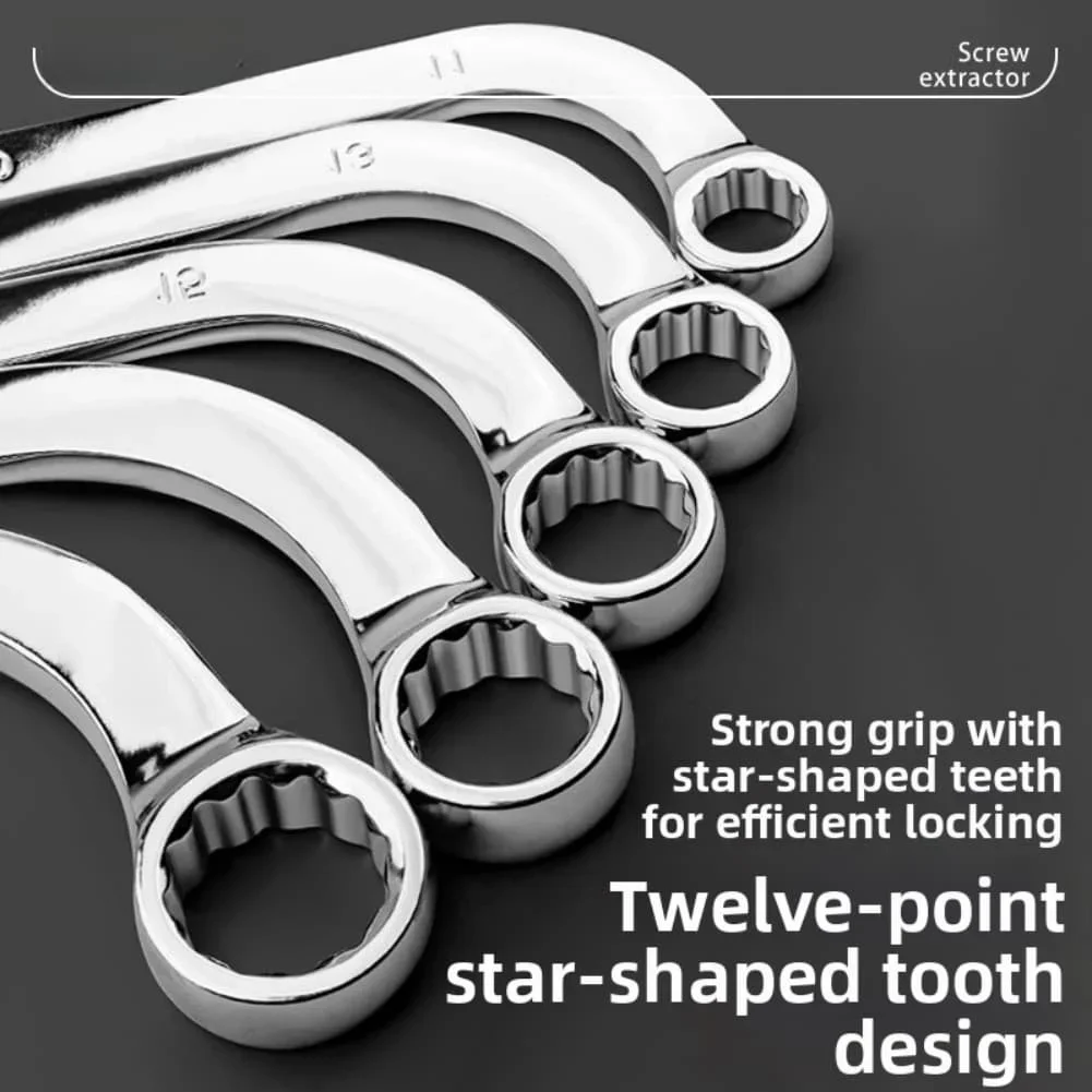 Chrome Vanadium Steel Tools Fluted End Design S-type Box Wrench 12-angle Contact Points Easy Access Tight Spaces