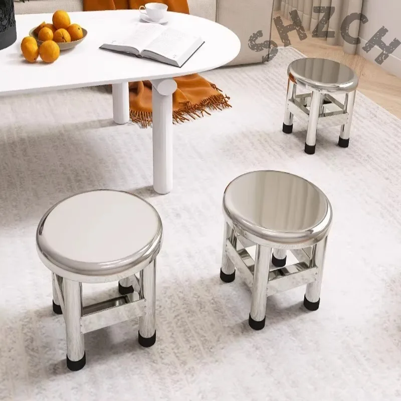 Heavy Duty Round Stool 304 Stainless Steel, Non Slip Bathroom Shower Seat, Thickened Footrest for Entryway, Home Use Stool