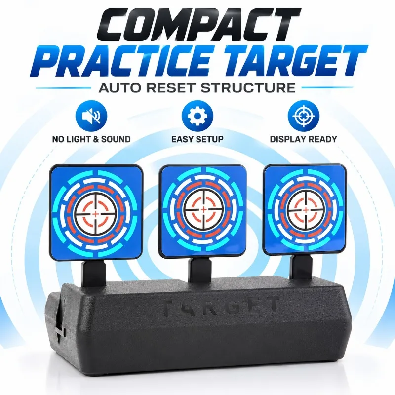 Light‑Weight Plastic Hobby Practice Game Target, 3‑Plates Auto Reset Design for Desktop Backyard Recreation