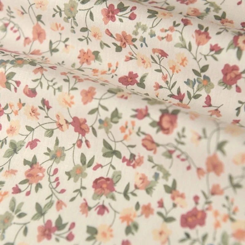 140x50cm Autumn DIY Apparel, Shirts, Dresses, Tablecloth Handmade Fabric with Flower Twig Leaves Patterned Cotton Sewing Cloth