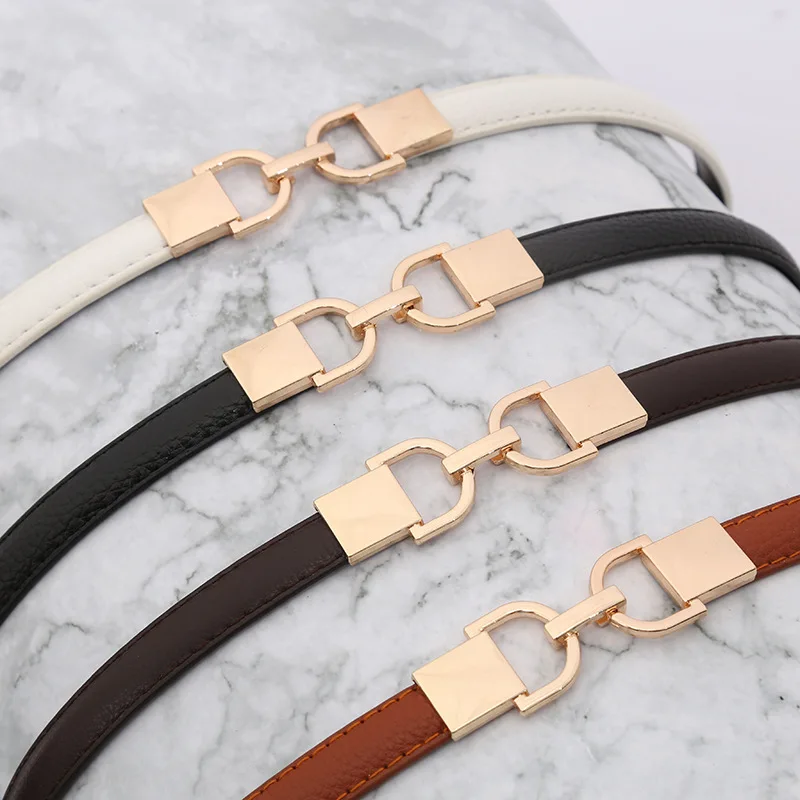 

Fashion Belts for Women Thin Adjustable PU Leather Belts Female Alloy Buckle Dress Waist Belts Ceinture Femme Pasek Damski