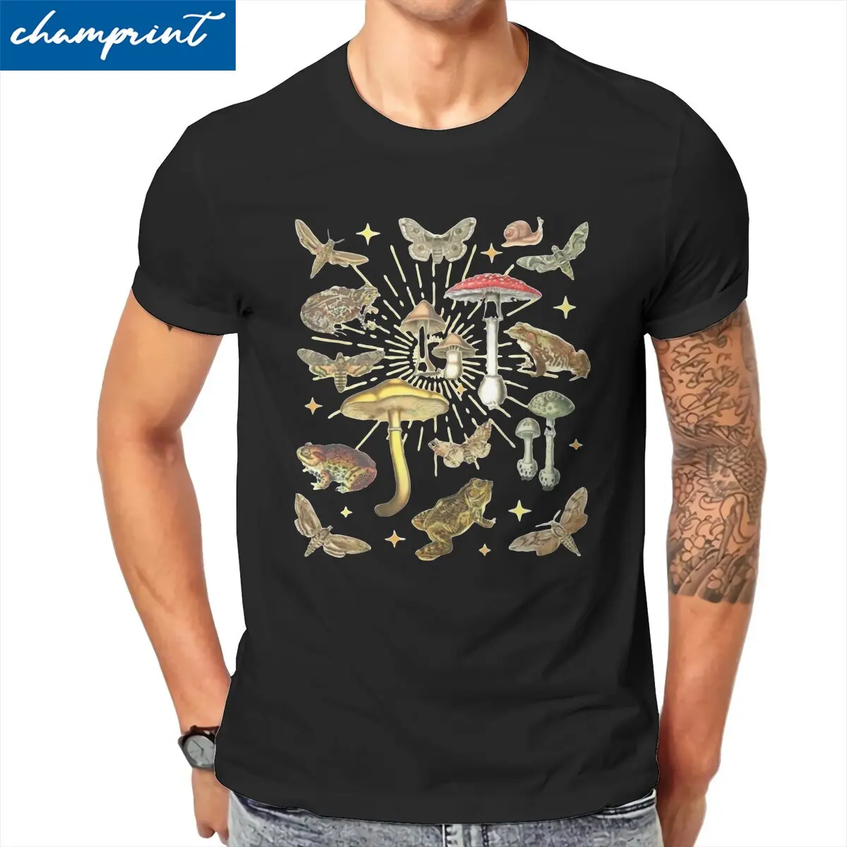 

Cottagecore Aesthetic Frog Goblincore Grugne Fairycore Mushroom T-Shirt Men Pure Cotton Tee Shirt Short Sleeve Summer Clothing