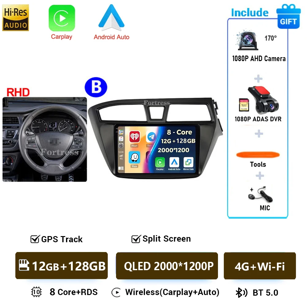 Auto radio voor Hyundai i20 2 II GB 2014 - 2018 Android 16 inch scherm Multimedia autoradio navigatie stereo videospeler Carplay Auto