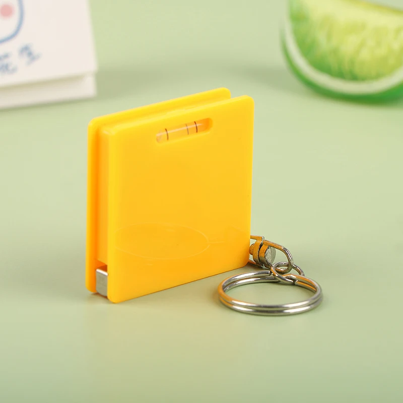 1m Mini Multifunctional Keychain Square Steel Tape Measure With Gradienter Mini Measuring Ruler