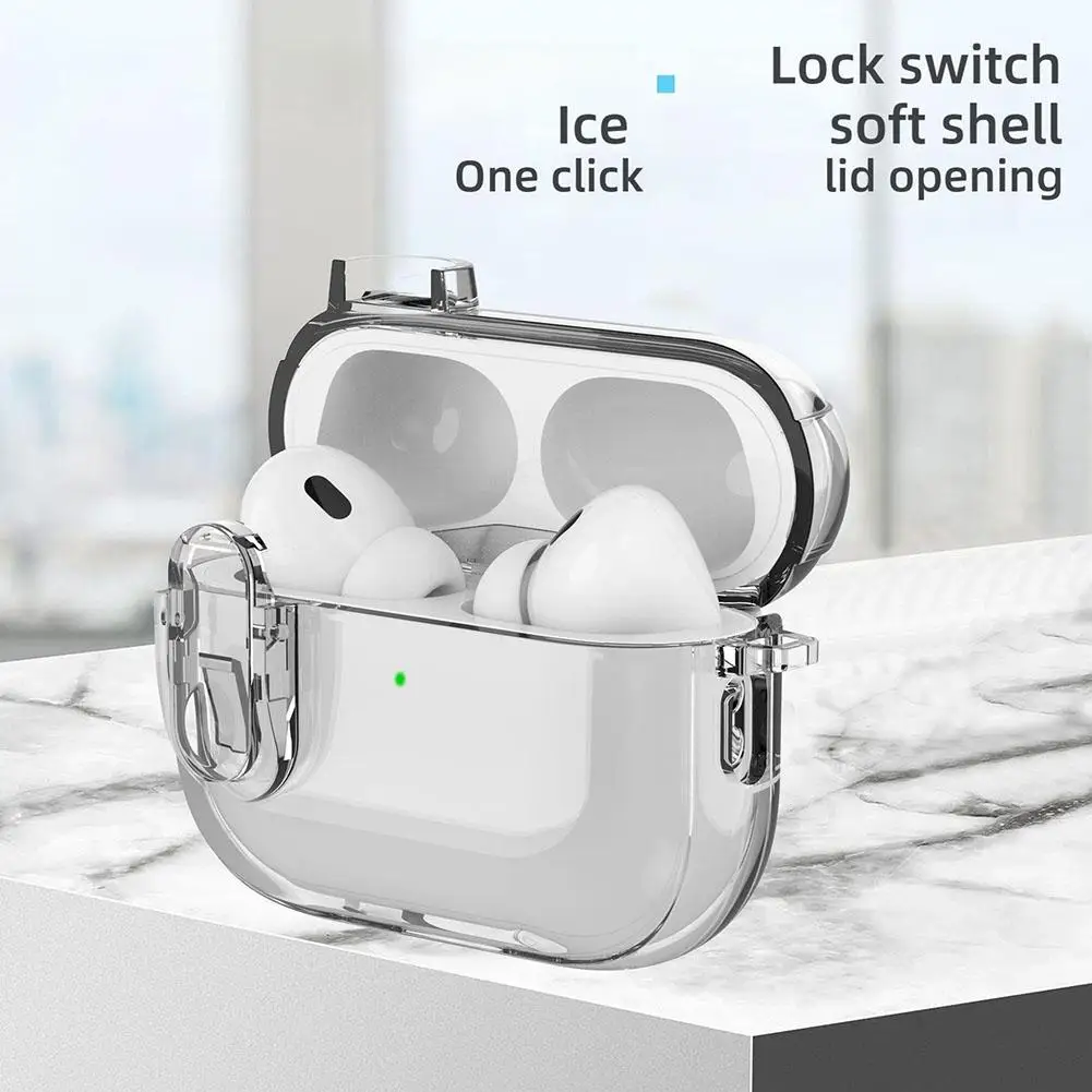 For Apple AirPods 4 Clear Soft TPU Transparent Case Full Protection Cover With Lanyard Shock Resistant Protective Shell