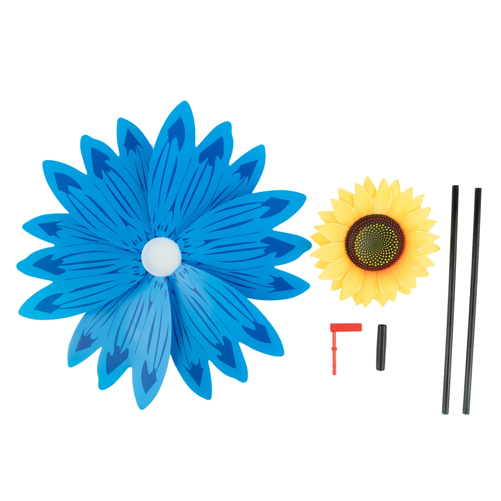 Pinwheel Windmill Party Colorful Double Flower 36 * 72cm Hand Held Multicolor Outdoor PVC Sunflower Wind Turbine