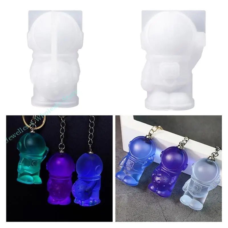 

R7UF Astronaut Mold Silicone Mold Keychain Molds For Epoxy Resin With Hole