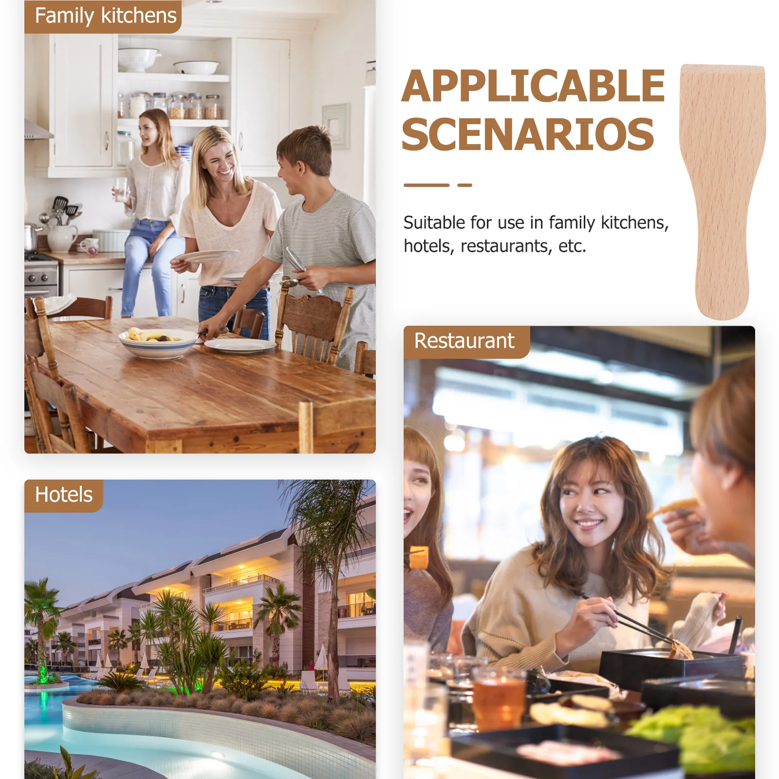 

6Pcs Small Wooden Spatula Multi-Purpose Heat-Resistant Cooking Utensil Kitchen Scraper Wood Buttercream Spreader Baking