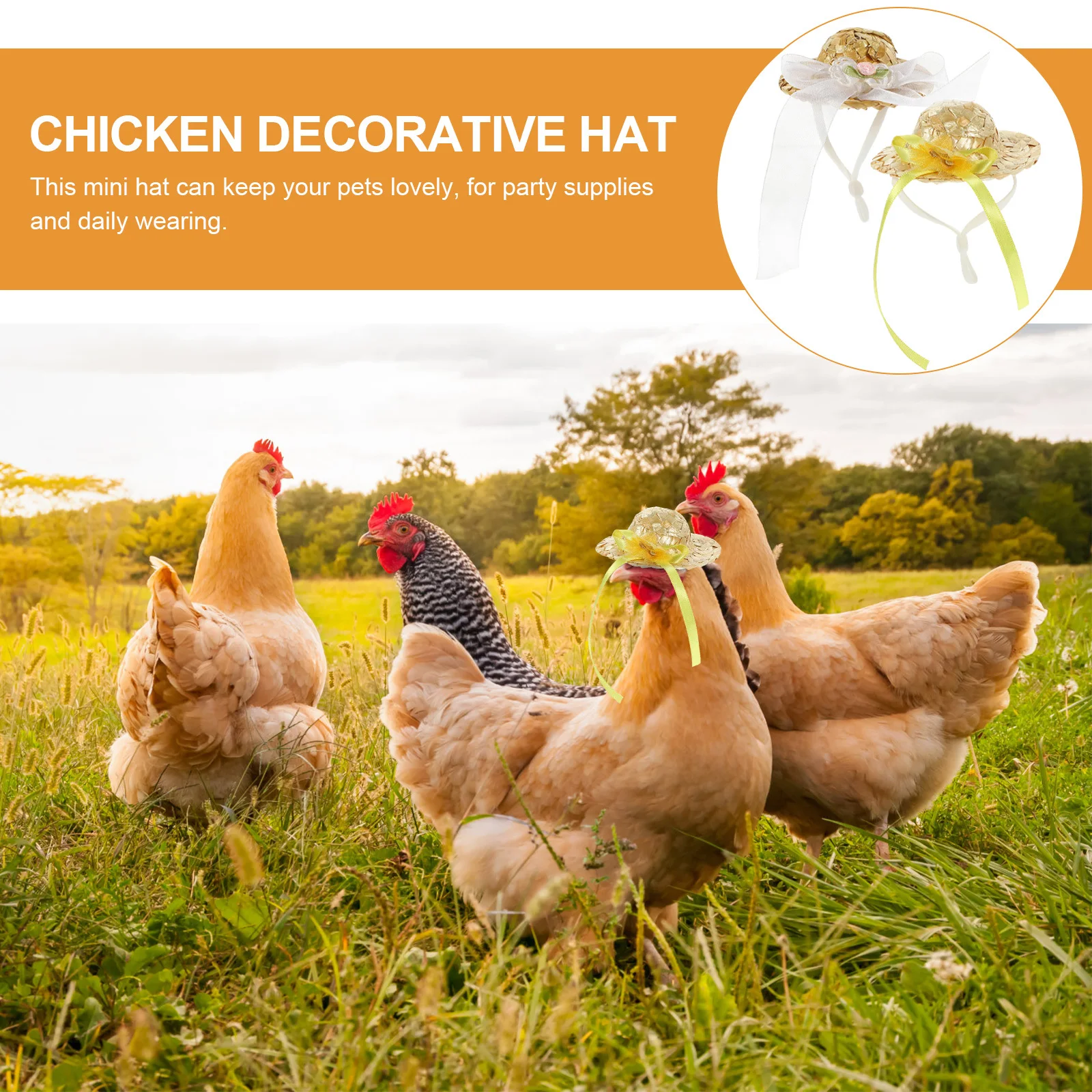 

2Pcs Mini Chicken Hats Adjustable Cloth Hen Hat Decorative Bird Accessory for Festival Gifts and Photos Chicken Hats
