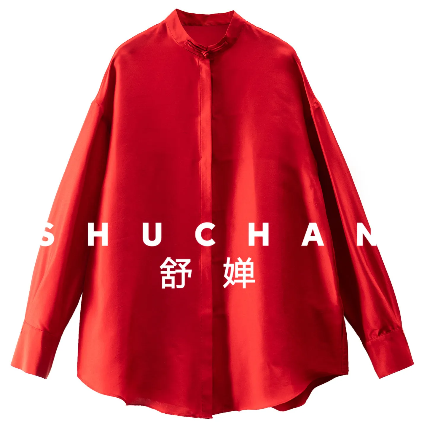 

Китайский красный цвет Нового года! Изысканная новая женская рубашка из китайского шелка с воротником-стойкой и пуговицами, модель 92F1