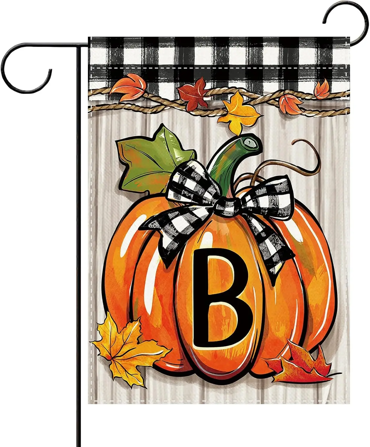 Fall Pumpkin Monogram Letter B Garden Flag, Autumn Thanksgiving | Family Last Name Initial Small Yard Outside Decoration, Fa uui