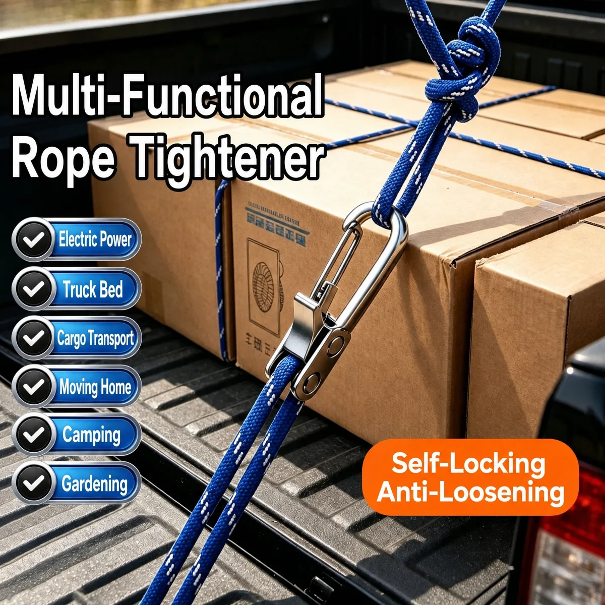 New Self Locking Rope Tensioner Retractable Roller Tightening Tool For Camping Tent Truck Cargo Securing Fastener