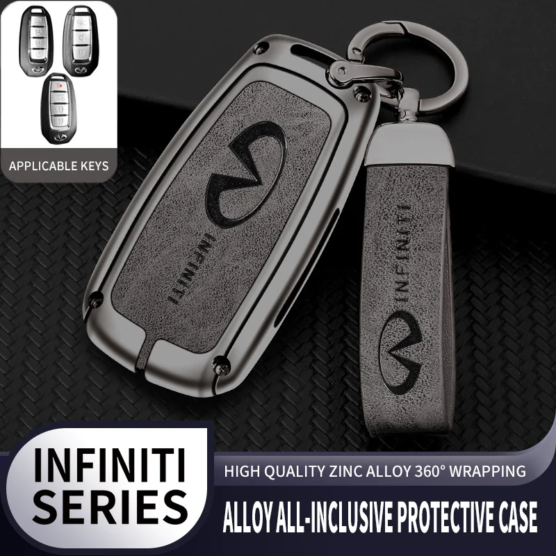 Alloy Leather Car Key Case Cover For Infiniti Q50 Q60 Q70 QX50 QX60 QX70 G25 FX JX35 FX25 FX35 EX35 FX37 Auto Keychain Accessory