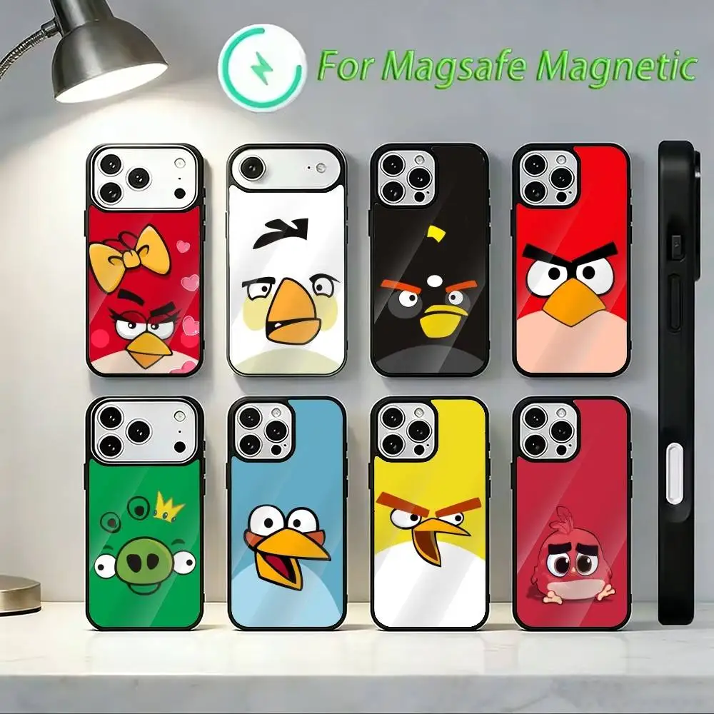 

G-Angry Birds Phone Case For iPhone 14,16,15,13,17,12,Plus,Pro,Max Magnetic For Magsafe Frosted Cover